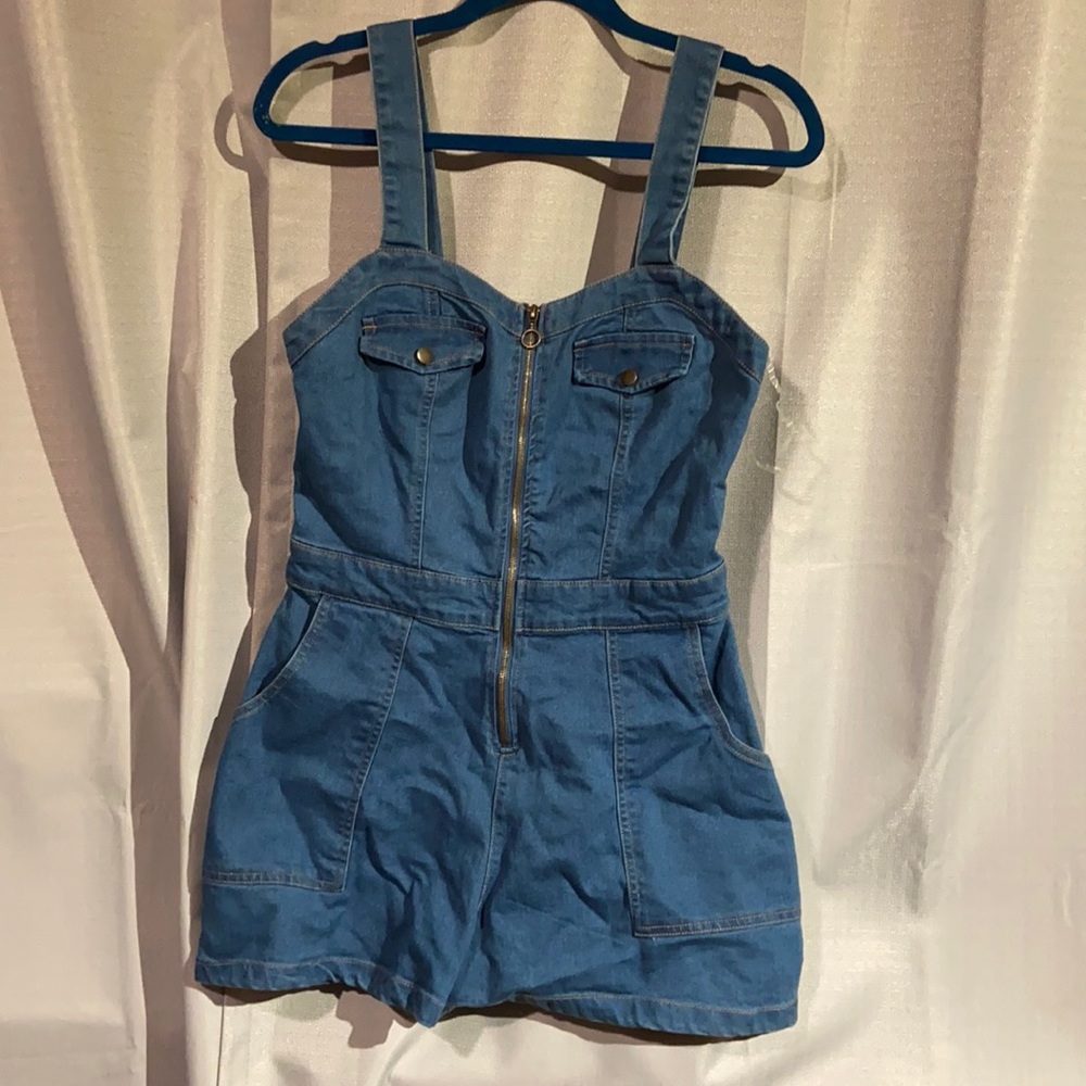 Derek Heart blue Jean Romper